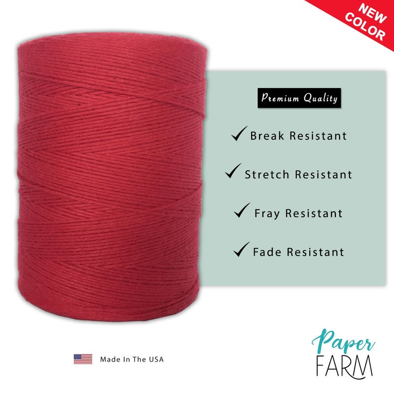 Paper Farm 100% Cotton Loom Warp Thread (Red), 8/4 Warp Yarn (800 Yards), Perfect for Weaving: Carpet, Tapestry, Rug, Blanket or Pattern - Warping Thread for Any Loom - Image 2
